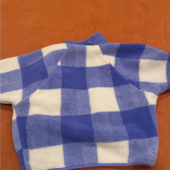 Blue Iris Gingham Combo Hit The Slopes Printed Fleece Jacket - Picture 10 of 10